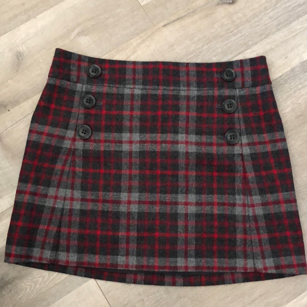 Plaid Button Mini Skirt